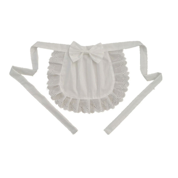 Retro Förkläden Midja Förkläde För Flickor Tight Kostym Vit Bomull Halv Förkläde Fest Heta Beige-Beige