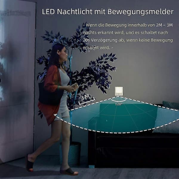 1 LED Nattlys med Bevegelsessensor, Plugglys Trinnløs Lysstyrke