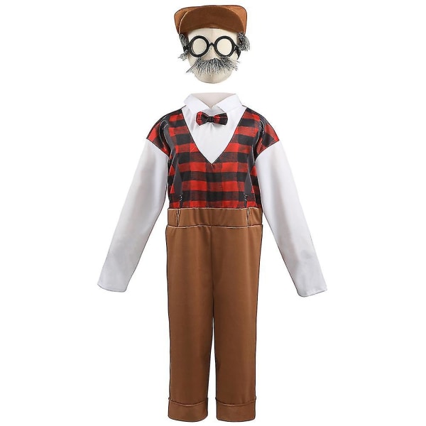 2-12 år Barn Halloween Fest Gammel Mann Bestefar Cosplay Kostyme Utkledning Med Rekvisitter Sett Gaver Brown 10-12 Years