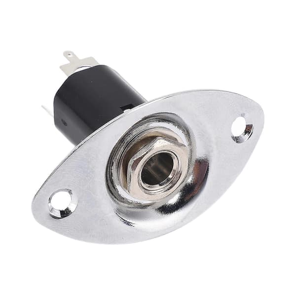 6,35 mm Elektrisk Gitarrinnstikkplate Metall Oval Formet Støyreduksjon Gitarinnstikk Utgangsplate