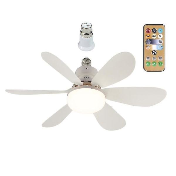E27 Moderne Reversibel Loftventilator Lampe 40w Soveværelse Fjernbetjening Ventilator Lampe White Ordinary lampshade