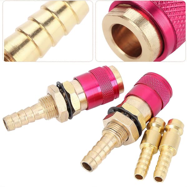 2 stk. 8 mm vandkølet og gasadapter lynkobling til TIG-svejsebrænder