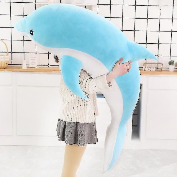 1 stk 30-160cm Stor Utstoppet Delfin Blå Rosa Plysjleketøy Hav Ocean Akvatisk Dyr Barn Plysjdyr Dukke Gutter Jenter Bursdagsgave Blue 70cm