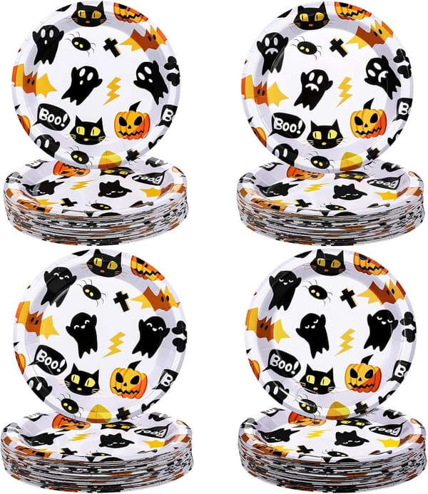36 st Halloween Desserttallrikar Spooky Themed Set