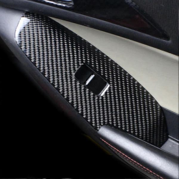 4 stk. karbonfiber vindusløfterknapp kontrollpanel dekselramme for Mazda3 Axela 2014-2018