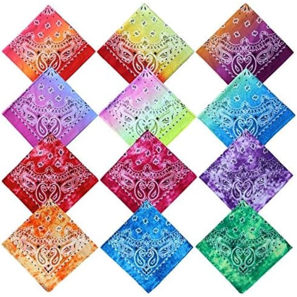 12-pack Tie Dye Bandanas Bomull Halloween Bandana Paisley-mönster