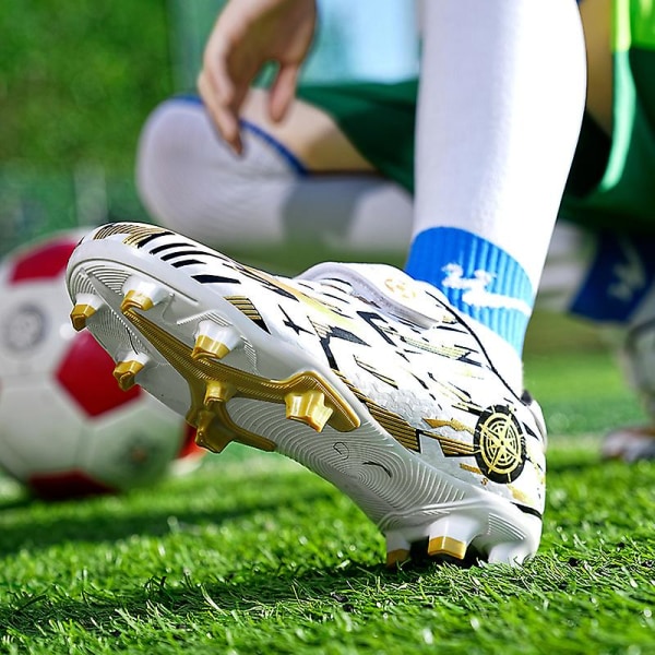 Fotballsko for barn og ungdom, kunstgress, innendørs fotball, fritid, utendørs sport X1577a WhiteGold 34