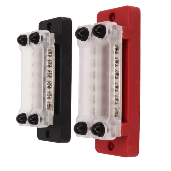Stud Power Distribution Block Rustfrit Stål Fordelingsterminal Studs Blok til Bil Marine Båd 150A 300V Sort Rød