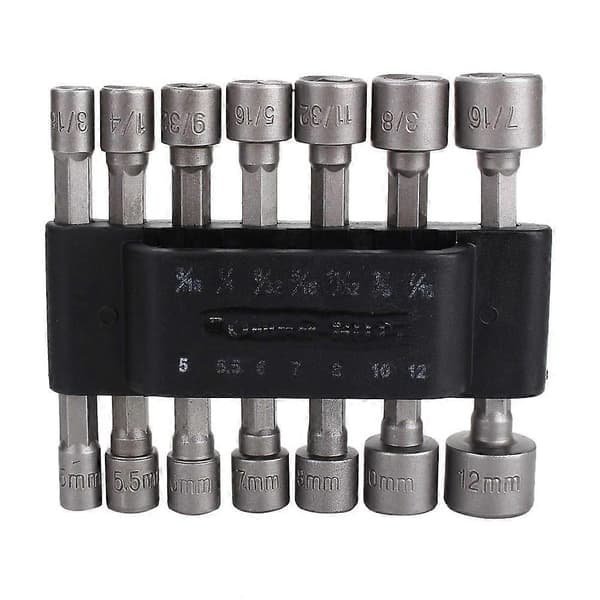 14 stk. sett kraftmuttertrekker bitssett adapter sterk ikke-magnetisk sekskantet skaftpipe