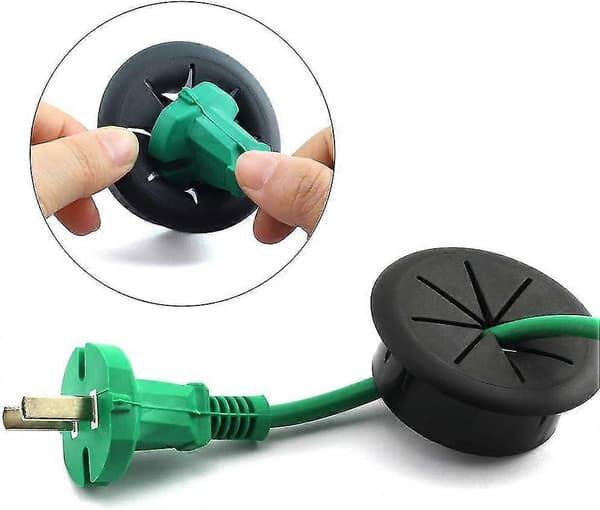 3 stk. Bordgennemføring Sort Ledning Kabel Wire Grommet Pc Computerbord Plastik Gave