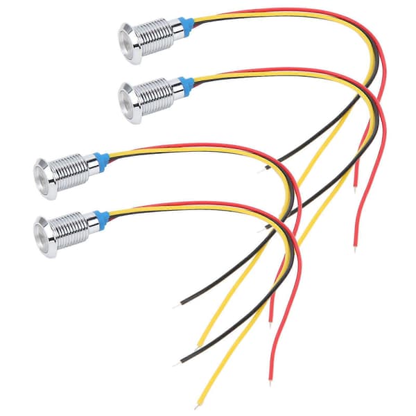 4 sett ferdigkoblede runde LED-er vanntett 2-farget indikator felles katode 10 mm 3-6V (rød og gul)