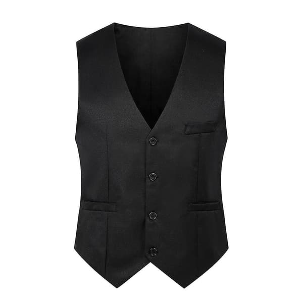 Herrväst kostym slimmad väst Black 5XL