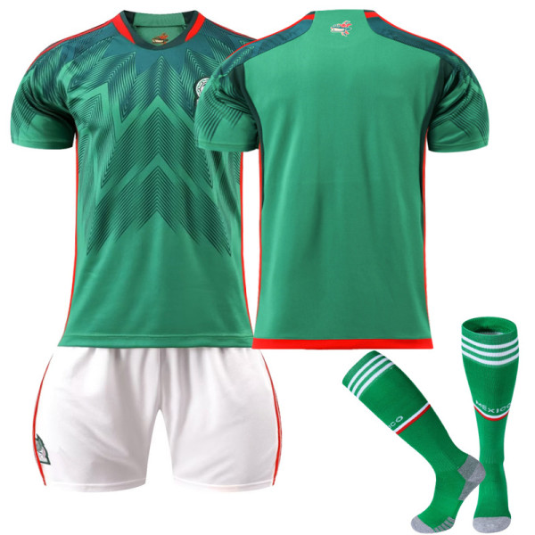 22-23 Uusi kausi Meksiko Koti Jalkapallopaita Harjoituspuku CHICHARITO 14 Unnumbered Kids 26(140-150CM)