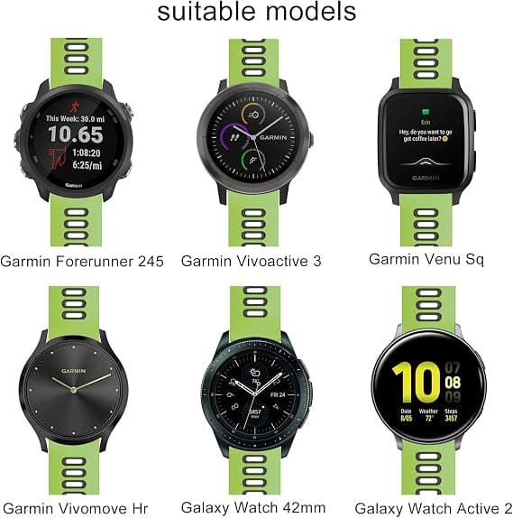20mm Blød Silikon Urrem til Galaxy Watch 42mm/Garmin Vivo