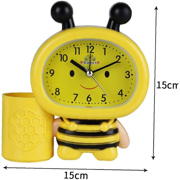 Cartoon Bees Alarm Clocks Multi Functional Pen Holder Timepiece f qd