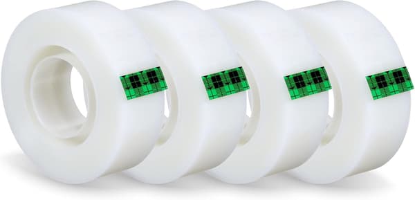 Usynlig tape - 4 ruller - 19mm x 33m - Generell bruk for reparasjon