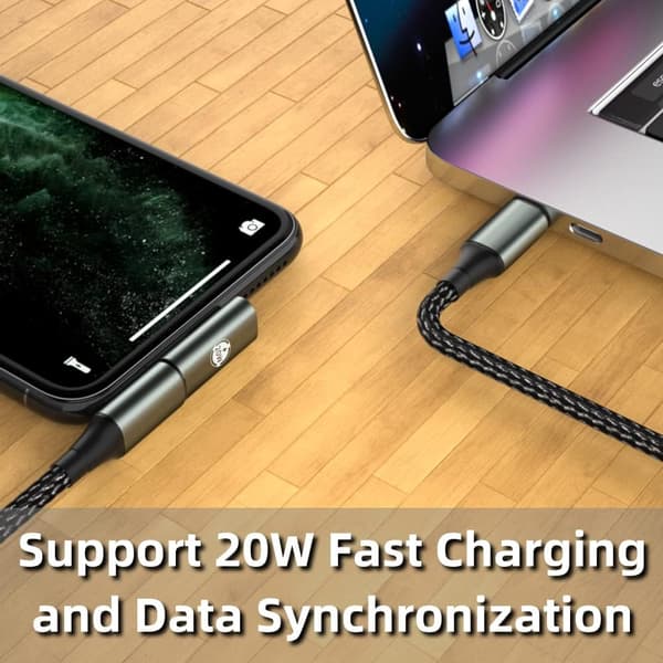 USB-C - Lightning-sovitin, USB-C-kaapeli, tukee 20W PD:tä ja datansiirtoa