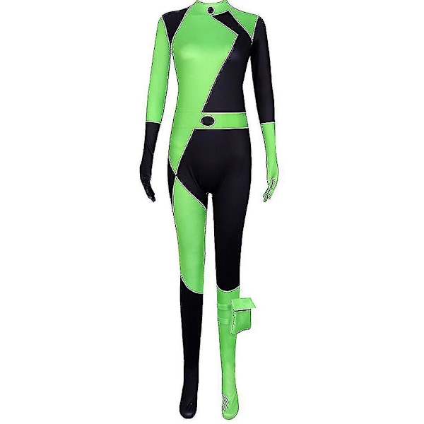 Dam Kim Possible Miss Go Body Jumpsuit Shego Cosplay Kostym Halloween Party Karneval Party Fancy Dress Up 170