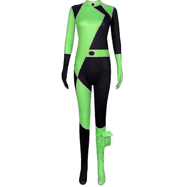 Kim Possible Miss Go Bodysuit Jumpsuit Shego Cosplay Kostume til Kvinder Halloween Fest Karneval Fancy Udklædning 160