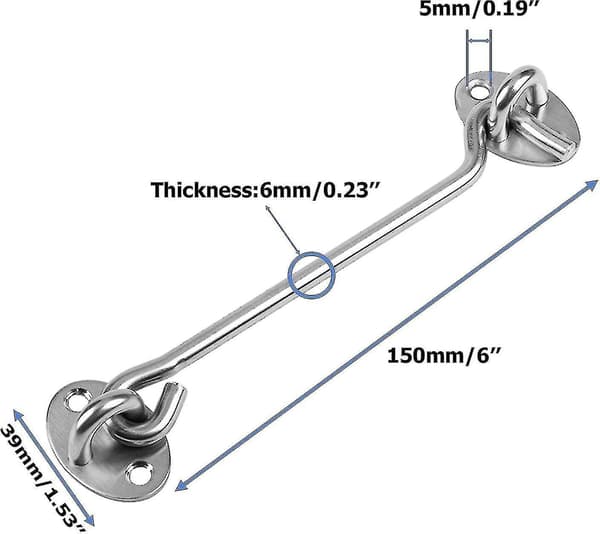 Sturmhooks - 2 st rostfria stormkrokar med ögle dörr stormkrokar 15 present
