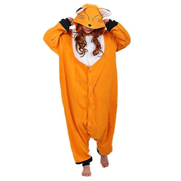 Kigurumi Onesie Pyjamas för Män Kvinnor Unisex Djur Cosplay Kostym för Halloweenfest Orange M