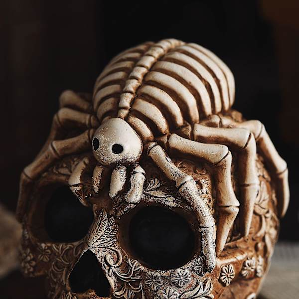 Halloween-veistos Luuranko Kallo Hartsi Kestävä Festivaali Sisustus Rekvisiitta Luova Koriste