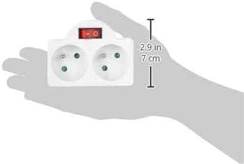 #Valkoinen monikosketinsovitin kytkimellä 2 pistorasiaa 16A #