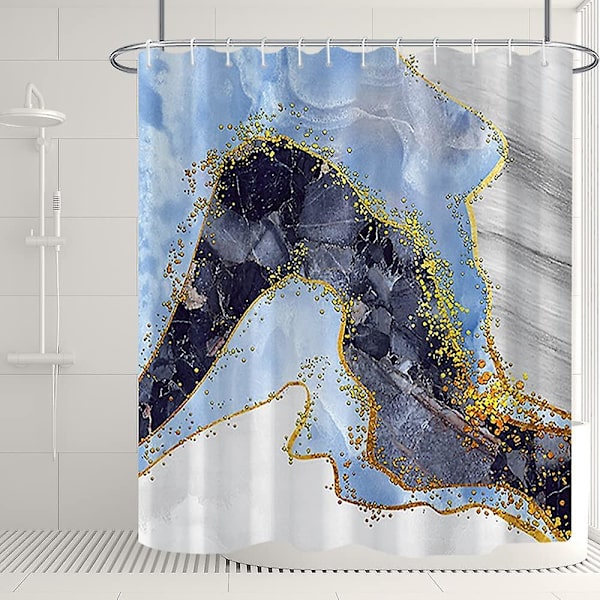 Marmor badrum duschdraperi lila guld tyg duschdraperier med krokar akvarell abstrakt duschdraperi foder 72x72 tum Black Blue 72x84 inch