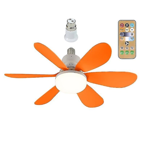 E27 Moderne Reversibel Loftventilator Lampe 40w Soveværelse Fjernbetjening Ventilator Lampe Orange Ordinary lampshade