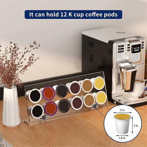 Holder, Under Cabinet Pull Up Oppbevaring Kaffeholder Kompatibel med 12 Koppkapsler, Plassbesparende Kaffekapselstativ Svart
