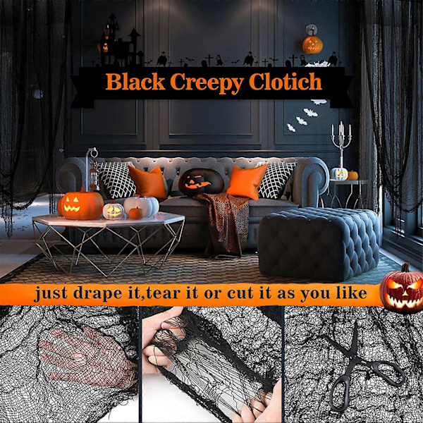 5 stk. Halloween Edderkoppnett Rivfast Skummel Realistisk Hengende Edderkoppnett For Halloween Spøkelseshus Dekor