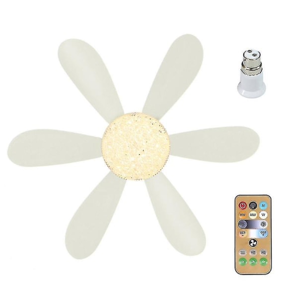 E27 Moderne Reversibel Loftventilator Lampe 40w Soveværelse Fjernbetjening Ventilator Lampe White Crystal lampshade