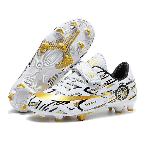 Barn Ungdom Gräs Fotbollsskor Skor Fotboll inomhus Fritidssport casual X1577a WhiteGold 34