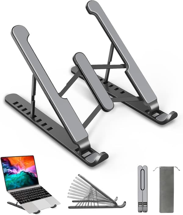 Svart - Laptopstativ, justerbart laptopstativ, laget av plast, n