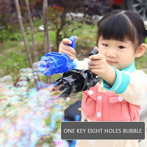 Bubble Machine, 8-håls enorma mängd Bubble Maker, Bubble Gun för sommar utomhus, present till barn, blå null ingen
