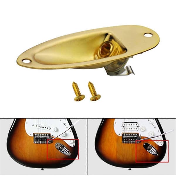 1/4 tomme gitarinngang Jack Plate Socket Output Loaded Deler for Strat MONO elektrisk gitarerstatning