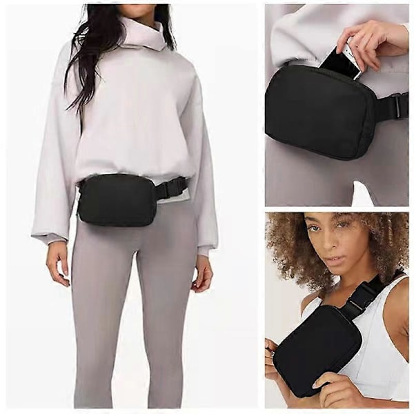 Löparbälte för Kvinnor och Män, Justerbara Remmar och Nyckelringar, Mode Midjepåse, Fanny Pack för Yoga, Vandring och Träning qd