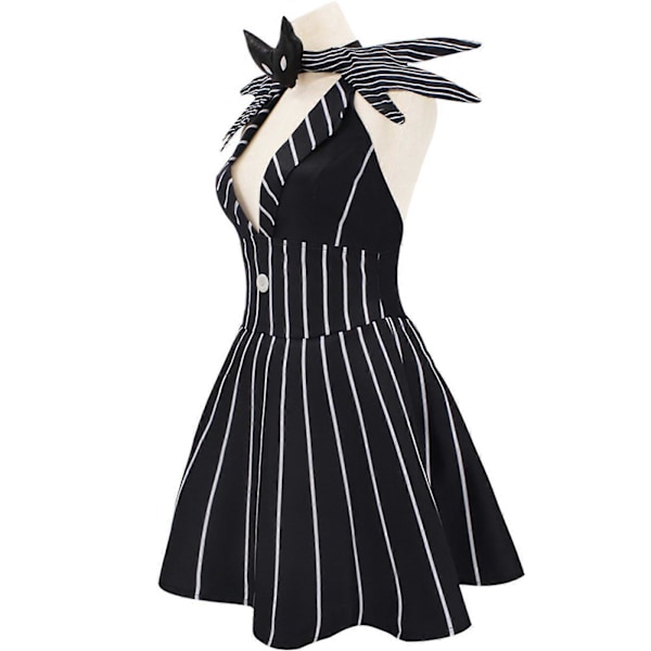 Halloween Jack Skellington Cosplay Kostym Svart Klänning för Kvinnor Outfit Halloween Kostymer Cosplay Rollspel Party l 3XL