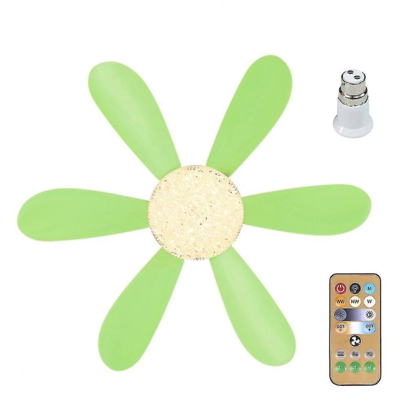 E27 Moderne Reversibel Loftventilator Lampe 40w Soveværelse Fjernbetjening Ventilator Lampe Blue Crystal lampshade
