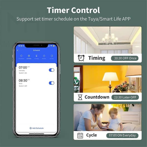 Zigbee Smart Light Wall Switch Push Button Interruptor Tuya No Neutral and with Neutral US Switch for Alexa (B)