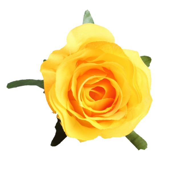 10st konstgjord sidenrosa blomhuvud DIY bukett bröllopsdekoration gul