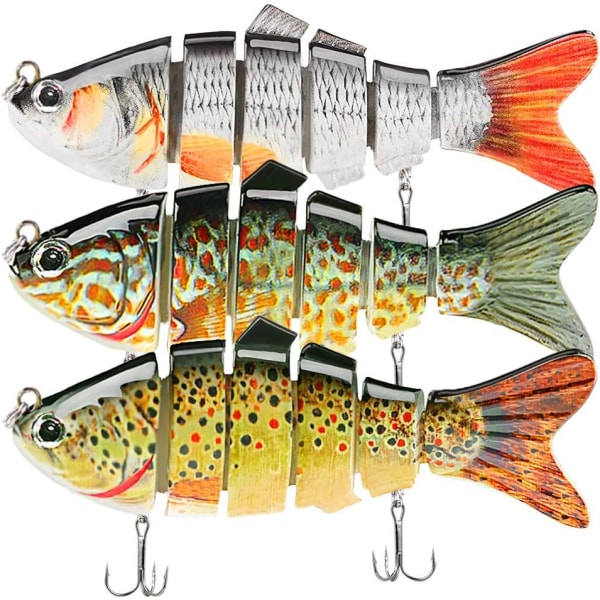 Fiskedrag til basørred 97 mm multi svømmeagn Langsomt synkende bioniske svømmebasagn Naturtro fiskeblink, 3-pak (pakke med 3-C) qd
