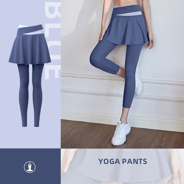 Yoga Byxa Med Kjol Dam Två Delar Fitness Sport Tighta Byxor Khaki qd Khaki L