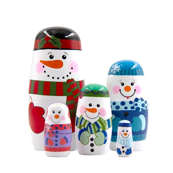 5 stk Jule-Russiske Nesting Dolls Tre Matryoshka Dukker Chri