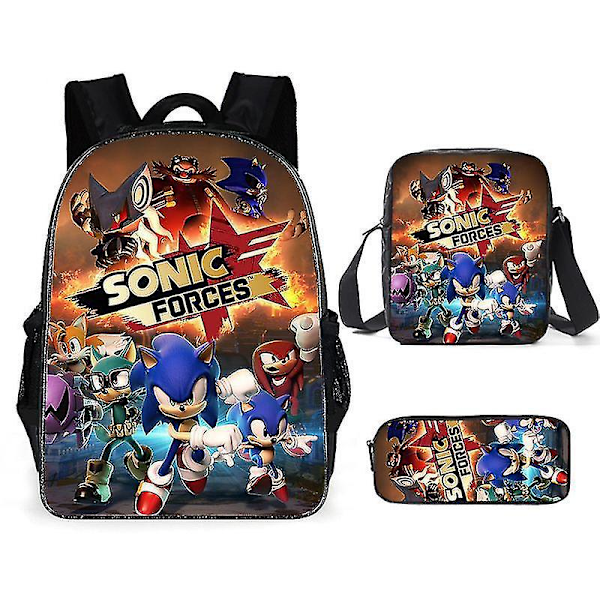 Sonic Skoletaske Sæt med Tre Dele Anime Tegneserie Rygsæk Skuldertaske Penalhus høj kvalitet 23 backpack
