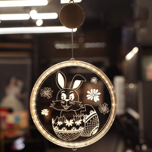 Easter LED Lights Suction Cups Window Hanging Decoration 3D Acrylic Home Dining Room