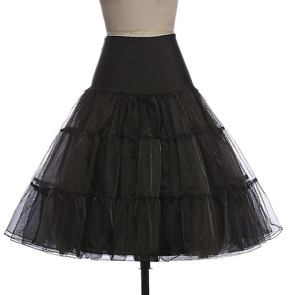 50-tals Cosplay Petticoat Rockabilly Klänning Krinoliner För Kvinna Bröllop Brud Underskört Rockabilly Tutu Snngv Black M