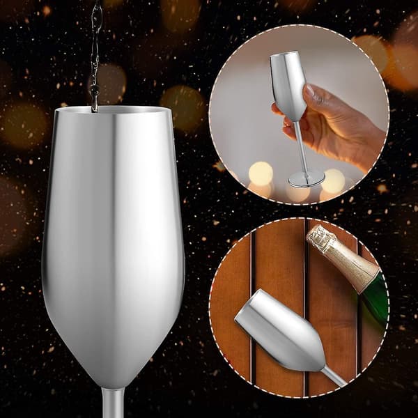 2 Sæt Champagneglas i Rustfrit Stål, 201ml Sølv