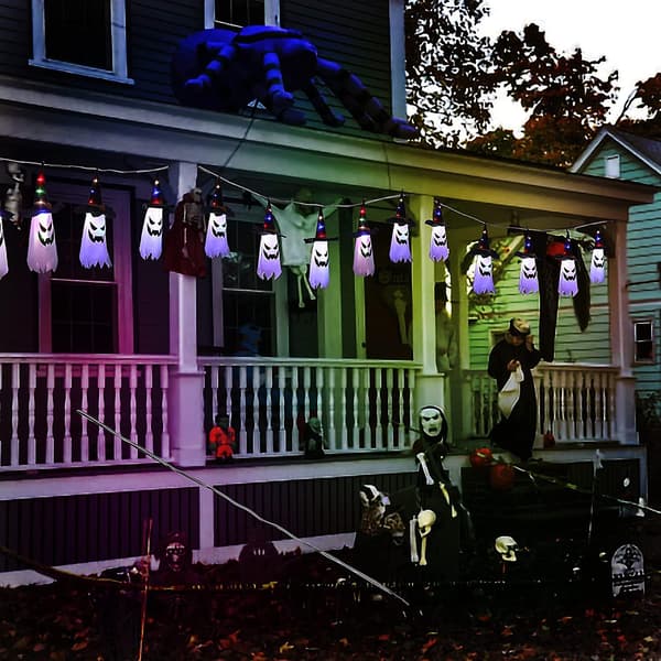 Halloween Led trollkarl hatt Ghost Light String inomhus och utomhus dekoration