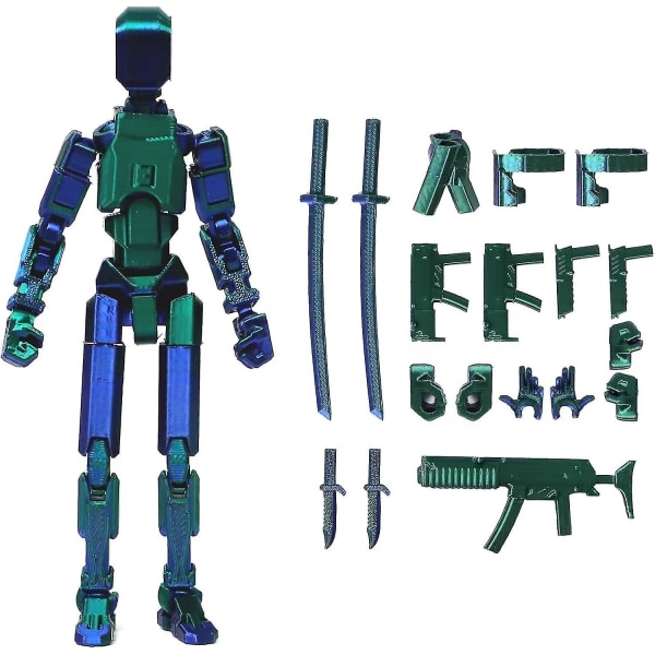 T13 Actionfigur, Titan 13 3D-tryckt Actionfigur, Lucky 13 Actionfigur, Nova 13 Actionfigur Dummy 13 Actionfigur Greenblue